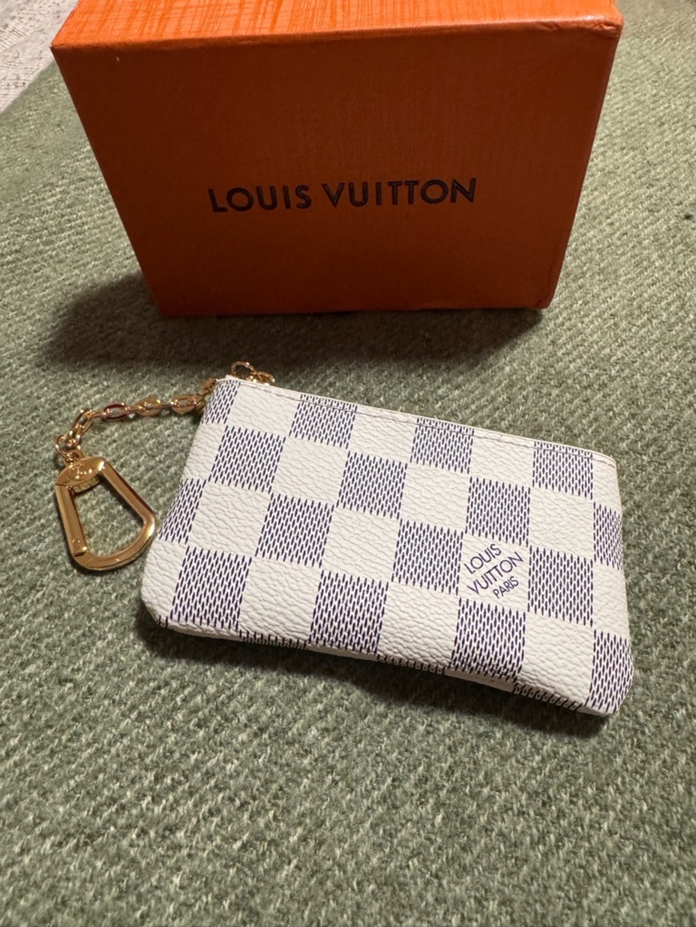 Louis Vuitton Damier Azur Key & Card Holder - White/Blue with Gold Hardware
